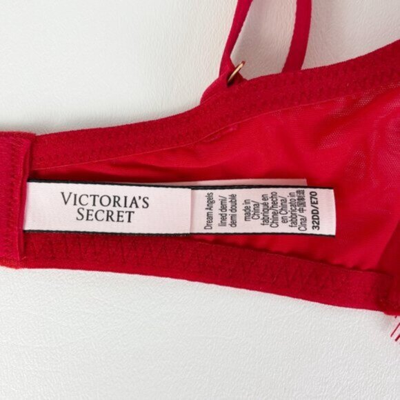 NWOT Victoria's Secret Bra 32DD Dream Angels Lined Demi Red Lace B1783 - Picture 5 of 6